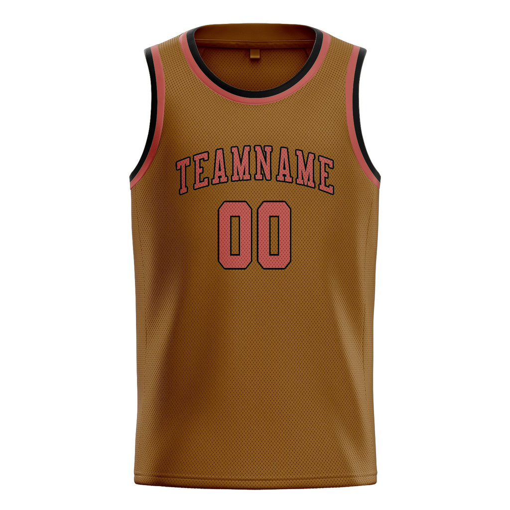 Custom Khaki & Copper Rose Colors Design Sports Basketball Jersey