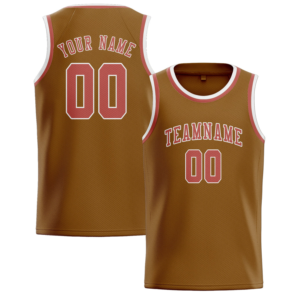 Custom Khaki & Copper Rose Colors Design Sports Basketball Jersey