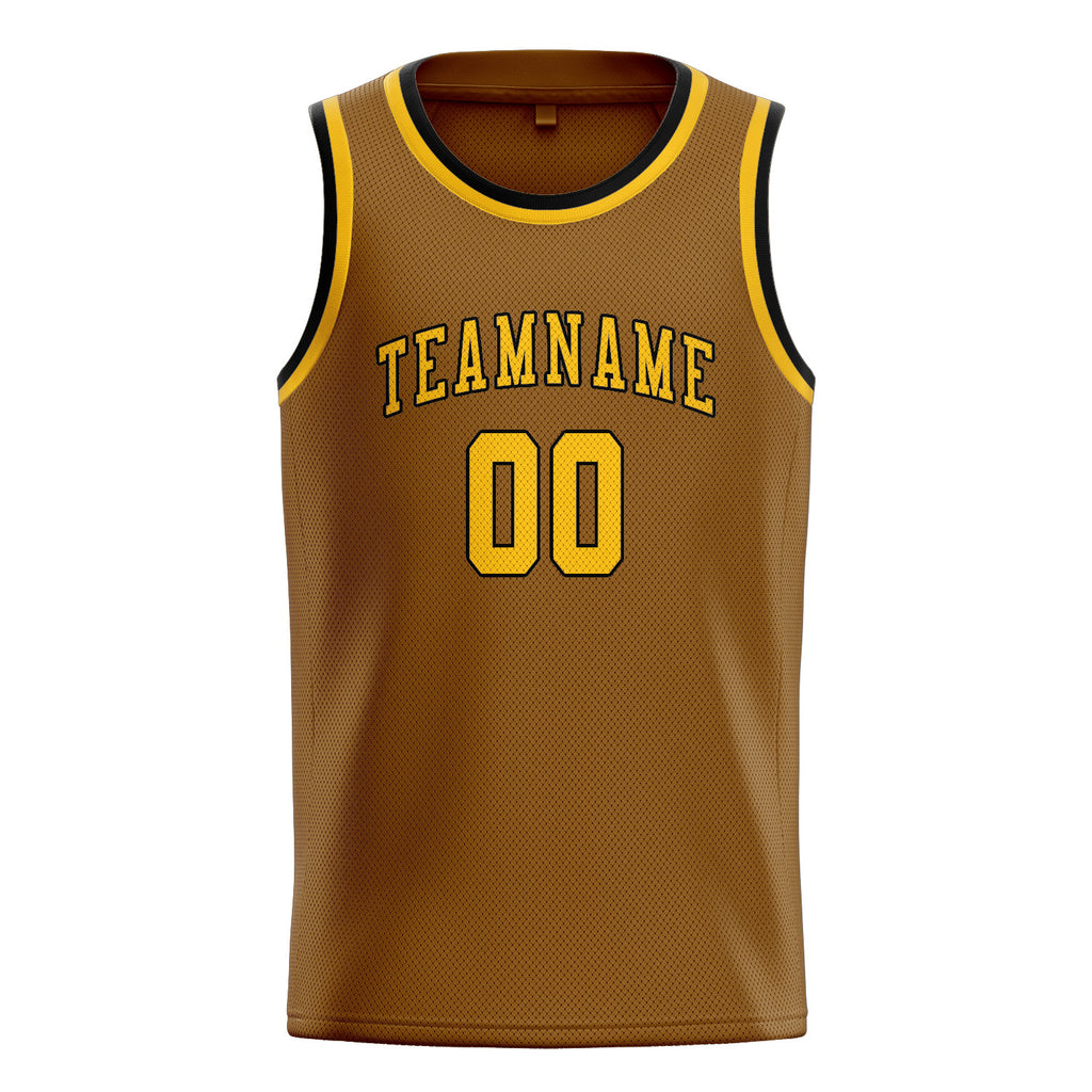 Custom Khaki & Gold Colors Design Sports Basketball Jersey