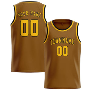 Custom Khaki & Gold Colors Design Sports Basketball Jersey