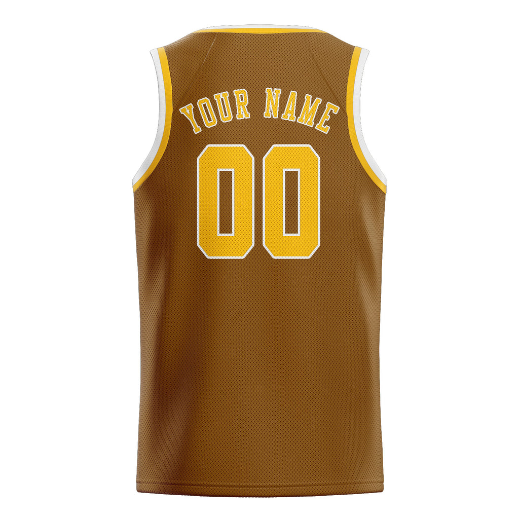 Custom Khaki & Gold Colors Design Sports Basketball Jersey