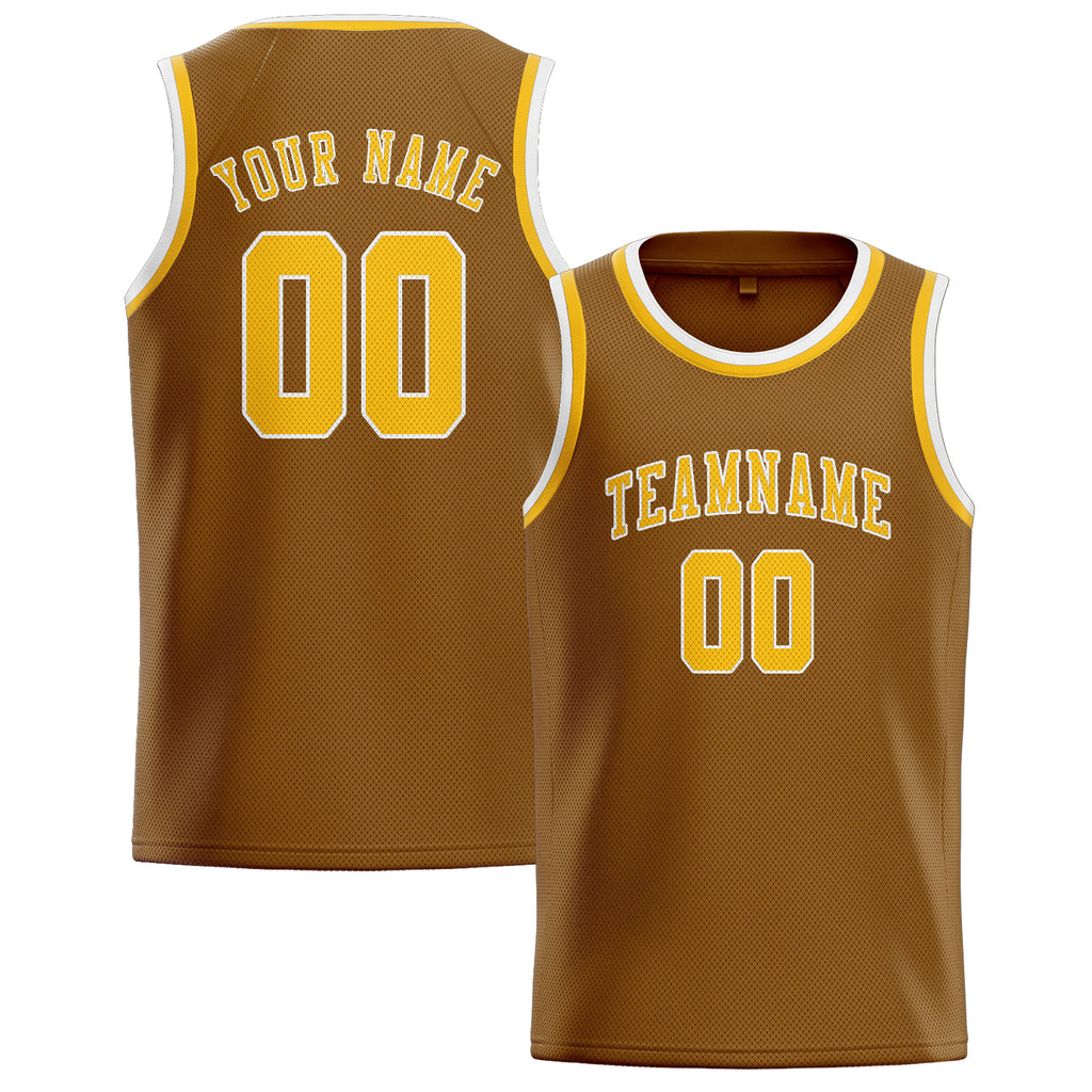 Custom Khaki & Gold Colors Design Sports Basketball Jersey