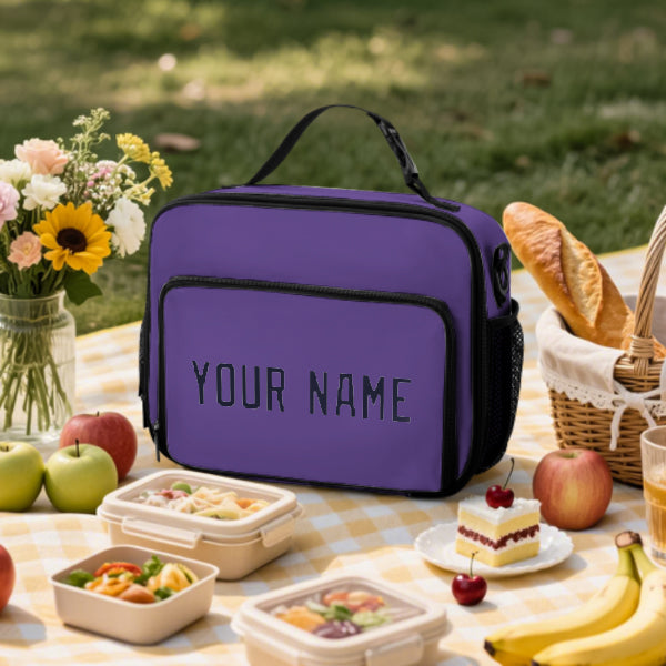Custom Light Purple Navy Lunch Bag