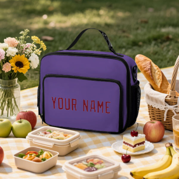Custom Light Purple Crimson Red Lunch Bag