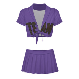Custom Light Purple Brown Cheerleading Uniform Set