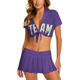 Custom Light Purple Cream Cheerleading Uniform Set