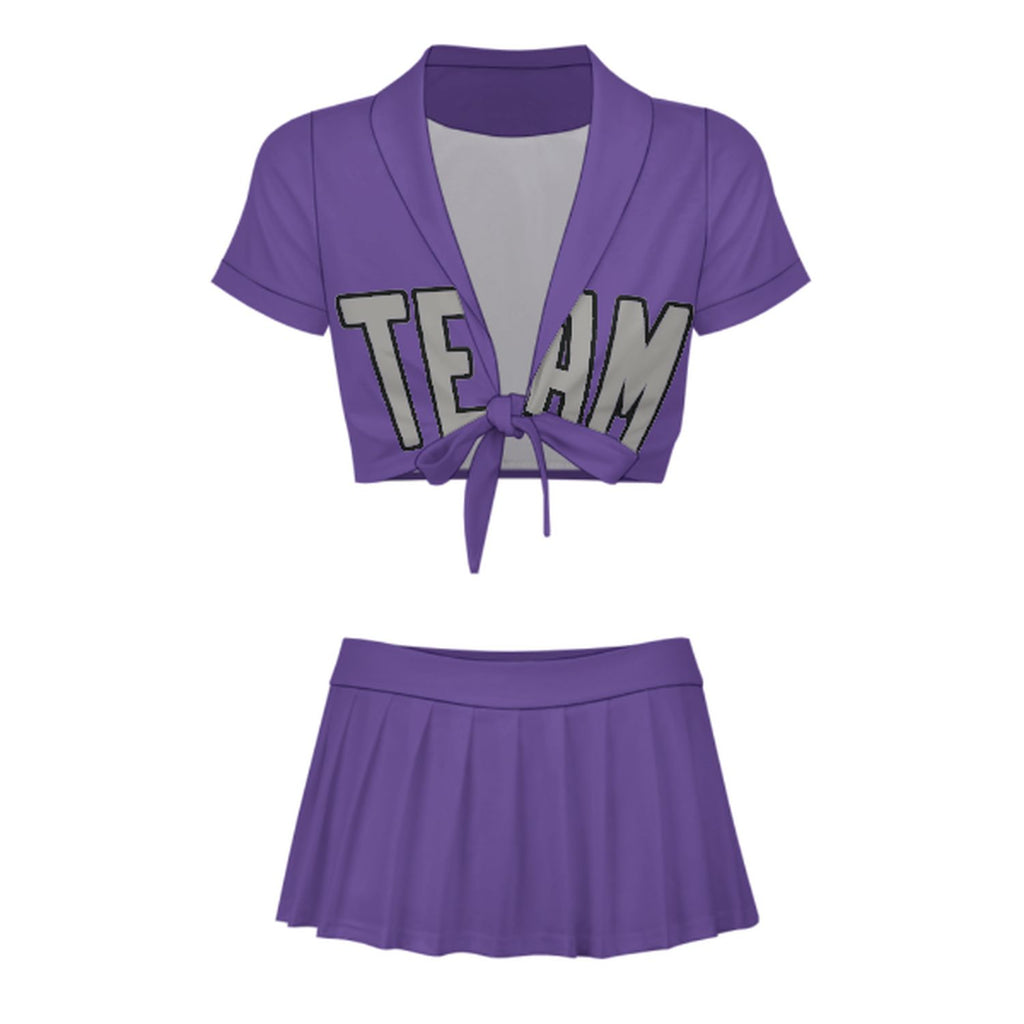 Custom Light Purple Gray Cheerleading Uniform Set