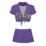 Custom Light Purple Gray Cheerleading Uniform Set