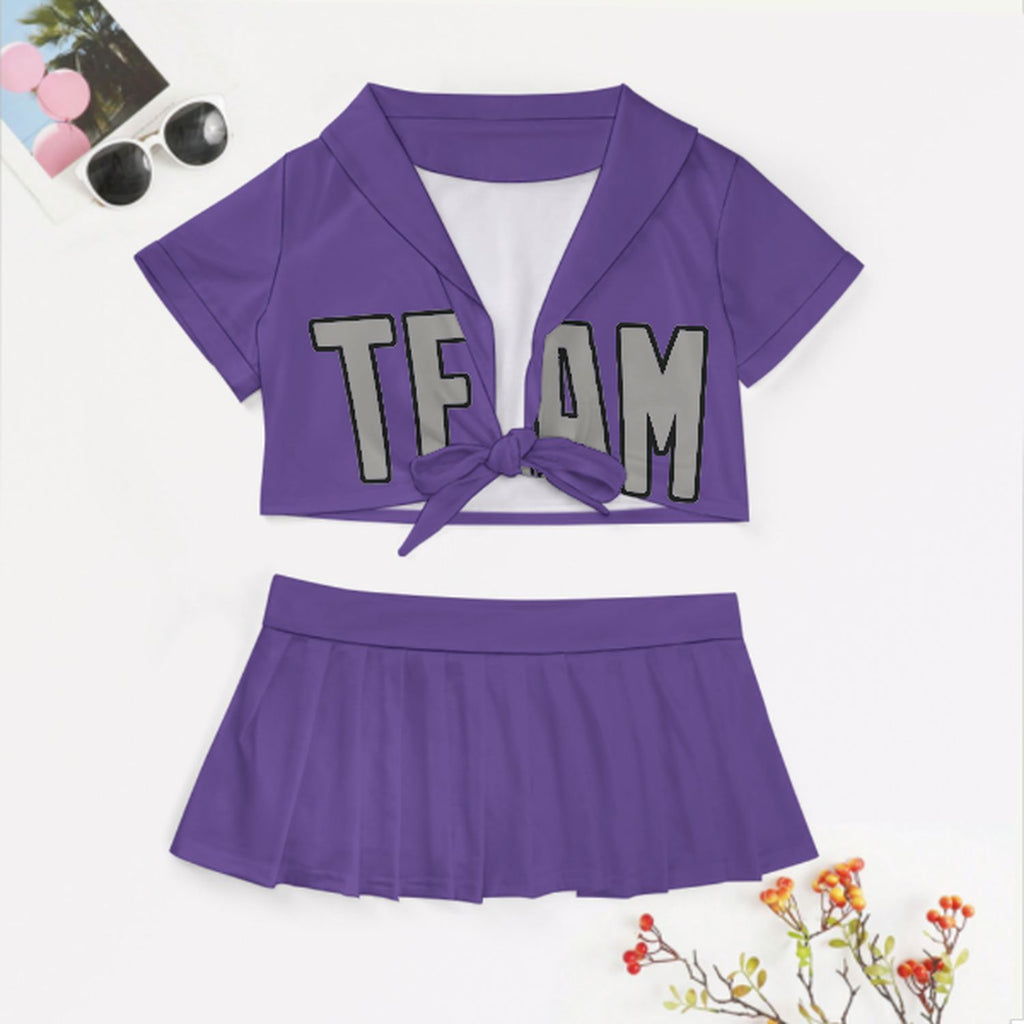 Custom Light Purple Gray Cheerleading Uniform Set