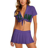 Custom Light Purple Green Cheerleading Uniform Set