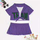 Custom Light Purple Green Cheerleading Uniform Set