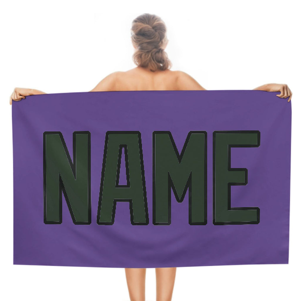 Custom Light Purple Dark Green Beach Towel