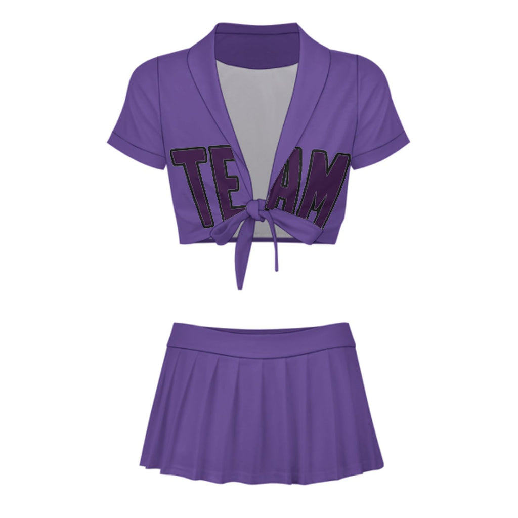 Custom Light Purple Purple Cheerleading Uniform Set