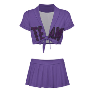 Custom Light Purple Purple Cheerleading Uniform Set