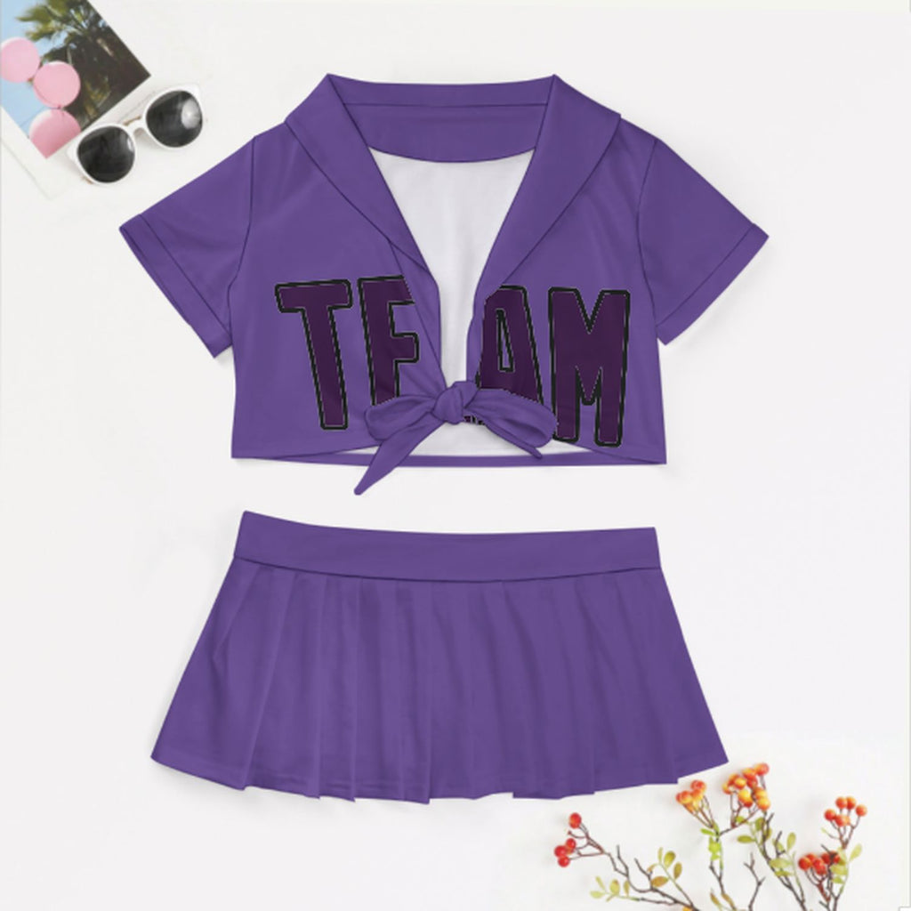 Custom Light Purple Purple Cheerleading Uniform Set