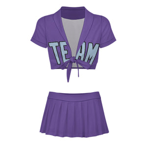 Custom Light Purple Light Blue Cheerleading Uniform Set