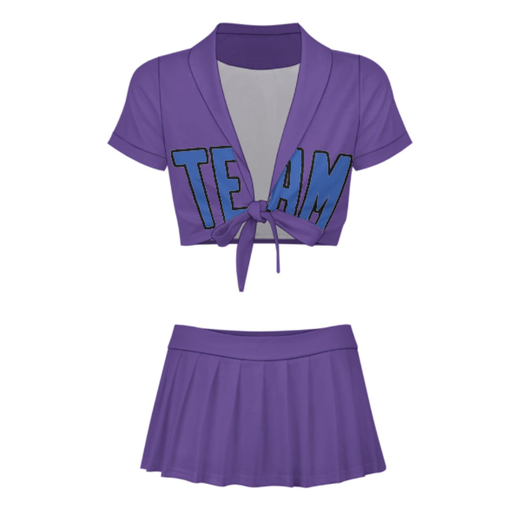 Custom Light Purple Sky Blue Cheerleading Uniform Set