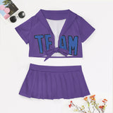 Custom Light Purple Sky Blue Cheerleading Uniform Set