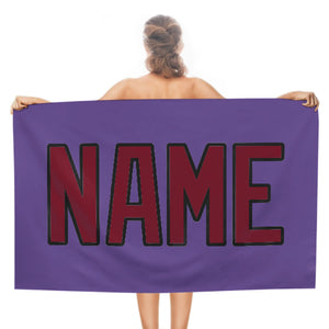 Custom Light Purple Crimson Red Beach Towel