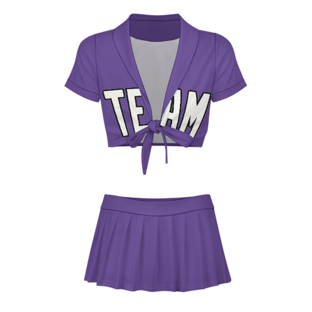 Custom Light Purple White Cheerleading Uniform Set