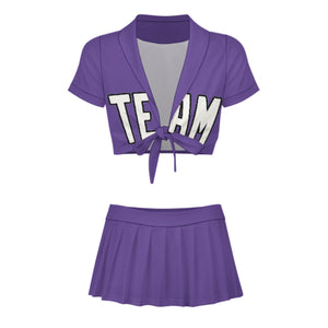 Custom Light Purple White Cheerleading Uniform Set