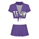 Custom Light Purple White Cheerleading Uniform Set