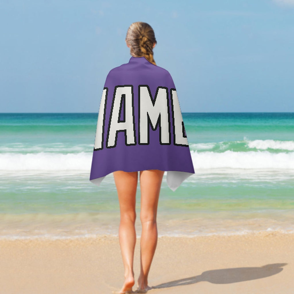 Custom Light Purple White Beach Towel