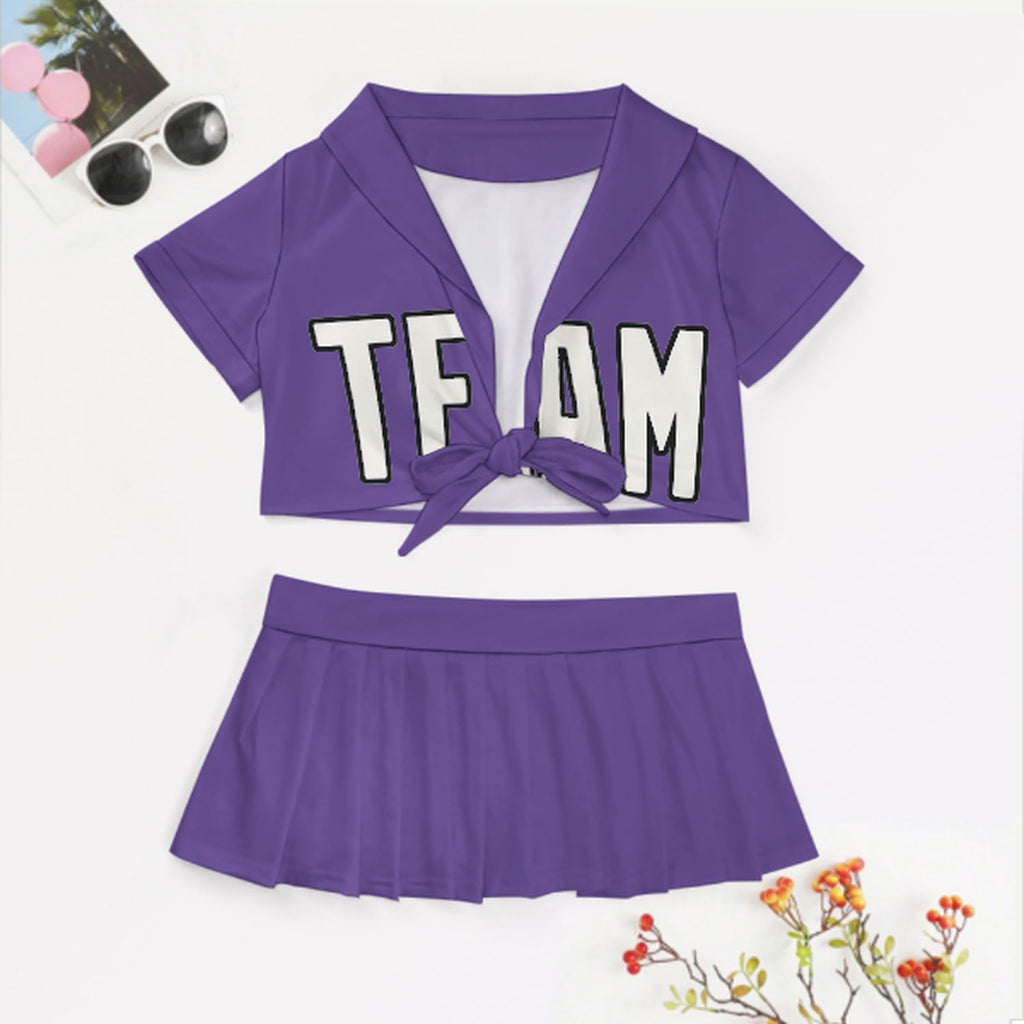 Custom Light Purple White Cheerleading Uniform Set