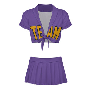 Custom Light Purple Yellow Cheerleading Uniform Set
