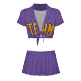 Custom Light Purple Yellow Cheerleading Uniform Set