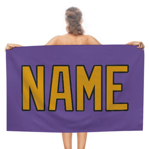 Custom Light Purple Yellow Beach Towel