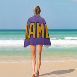 Custom Light Purple Yellow Beach Towel