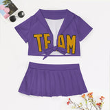 Custom Light Purple Yellow Cheerleading Uniform Set