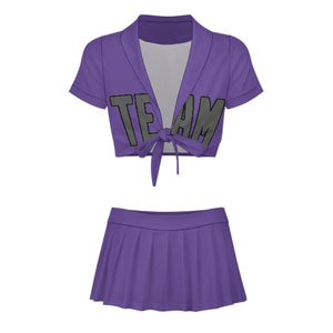 Custom Light Purple Dark Grey Cheerleading Uniform Set