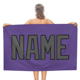 Custom Light Purple Dark Grey Beach Towel