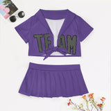 Custom Light Purple Dark Grey Cheerleading Uniform Set