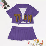 Custom Light Purple Khaki Cheerleading Uniform Set
