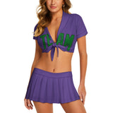 Custom Light Purple Emerald Green Cheerleading Uniform Set