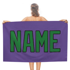 Custom Light Purple Emerald Green Beach Towel