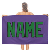 Custom Light Purple Emerald Green Beach Towel
