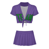 Custom Light Purple Emerald Green Cheerleading Uniform Set