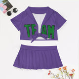 Custom Light Purple Emerald Green Cheerleading Uniform Set