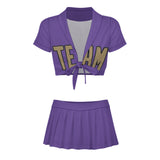 Custom Light Purple Light Khaki Cheerleading Uniform Set