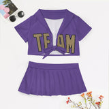 Custom Light Purple Light Khaki Cheerleading Uniform Set