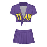 Custom Light Purple Light Yellow Cheerleading Uniform Set