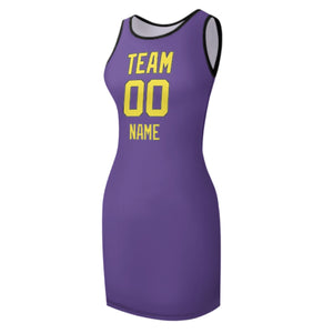 Custom Light Purple Light Yellow Sleeveless Vest Dress