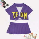 Custom Light Purple Light Yellow Cheerleading Uniform Set