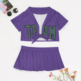 Custom Light Purple Blue Green Cheerleading Uniform Set