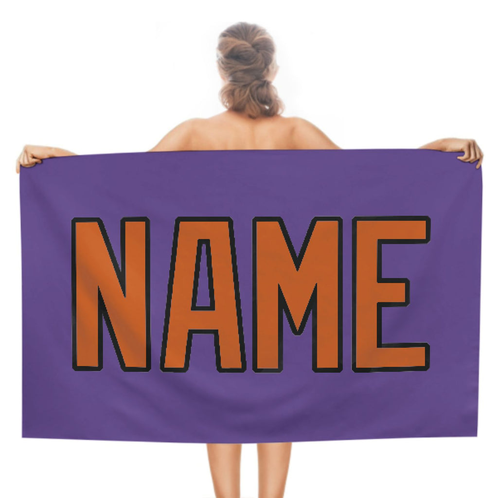 Custom Light Purple Orange Beach Towel