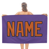 Custom Light Purple Orange Beach Towel